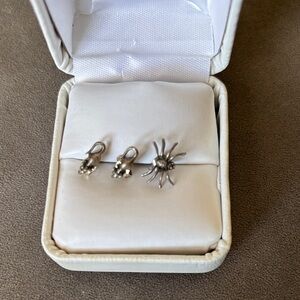 Silver Spider and Mice Earrings